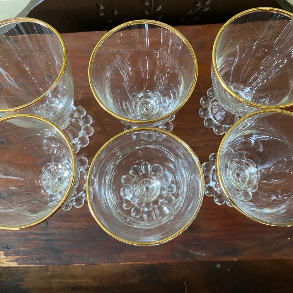Anchor Hocking Boopie Juice Glasses with Gold Trim Set of 6